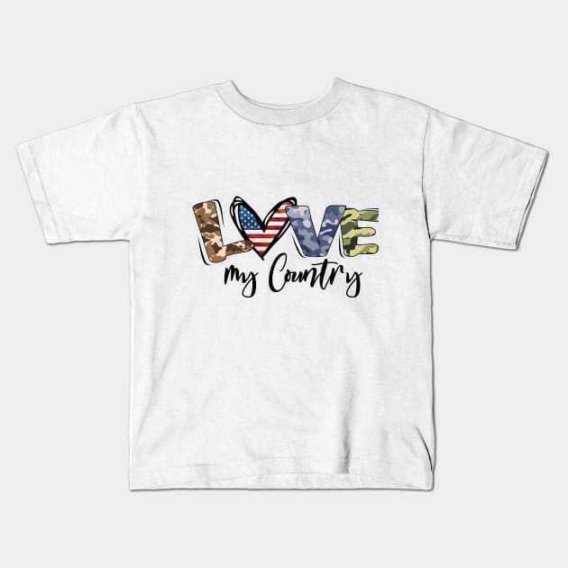 Patriotic design - Love my country USA Kids T-Shirt by VikiShop